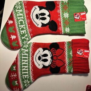Disney Red and Green Mickey & Minnie Holiday Stockings